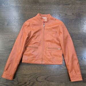 Co-op women's Orange Leather Jacket Sz.S